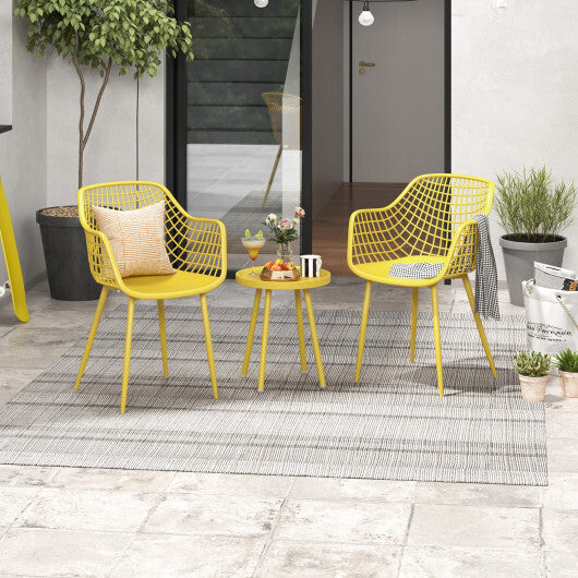 3 Piece Patio Chair Set with PP Seat and Tabletop for Porch-Green W2B