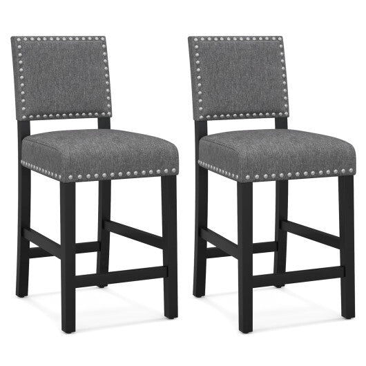38.5/43.5 Inch Set of 2 Counter Height Chairs with Solid Rubber Wood Frame-S
