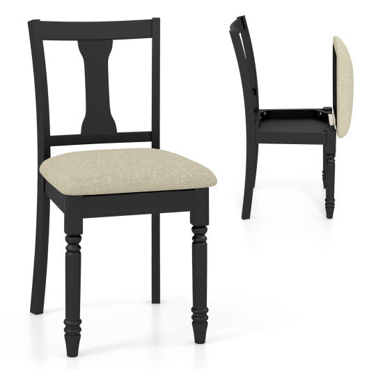 Set of 2 Kitchen Dining Chair with Linen Fabric and Storage Space-Brown W2B