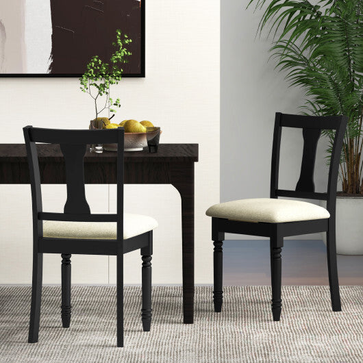 Set of 2 Kitchen Dining Chair with Linen Fabric and Storage Space-Brown W2B