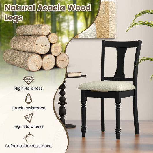 Set of 2 Kitchen Dining Chair with Linen Fabric and Storage Space-Brown W2B