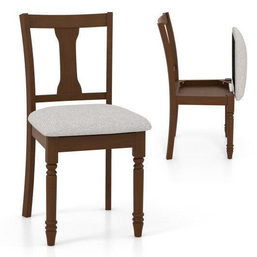 Set of 2 Kitchen Dining Chair with Linen Fabric and Storage Space-Brown W2B