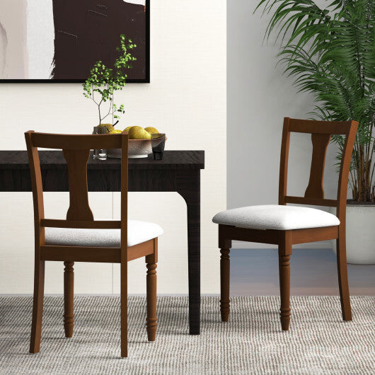 Set of 2 Kitchen Dining Chair with Linen Fabric and Storage Space-Brown W2B