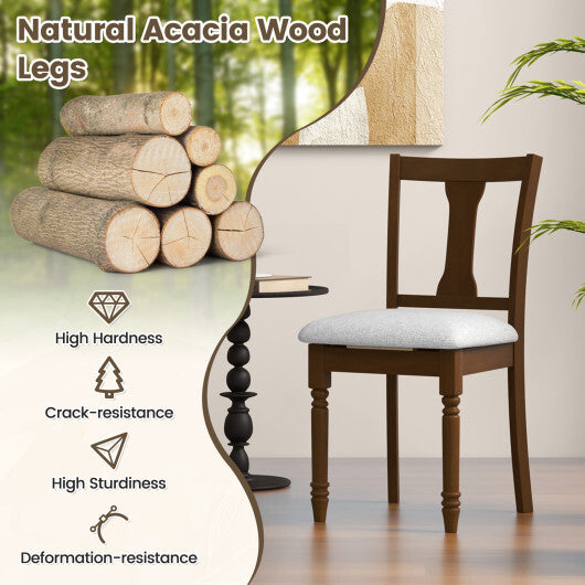 Set of 2 Kitchen Dining Chair with Linen Fabric and Storage Space-Brown W2B