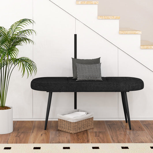 47 Inch Upholstered Entryway Bench with Heavy-duty Metal Frame-Gray W2B