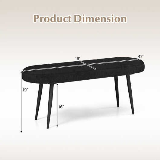 47 Inch Upholstered Entryway Bench with Heavy-duty Metal Frame-Gray W2B