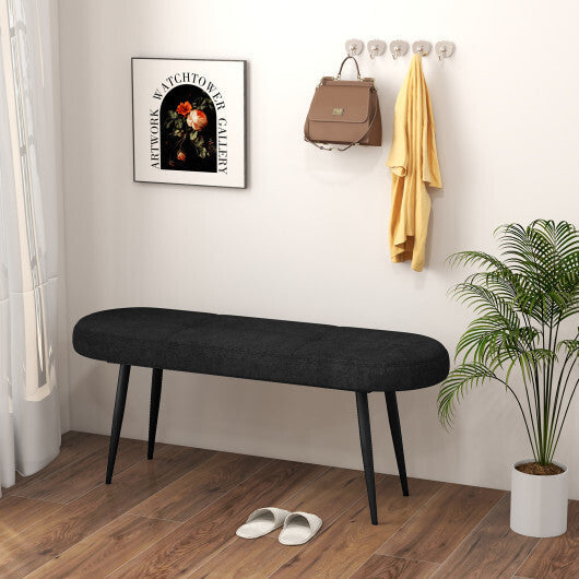 47 Inch Upholstered Entryway Bench with Heavy-duty Metal Frame-Gray W2B
