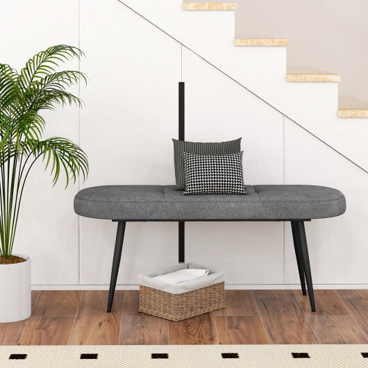 47 Inch Upholstered Entryway Bench with Heavy-duty Metal Frame-Gray W2B