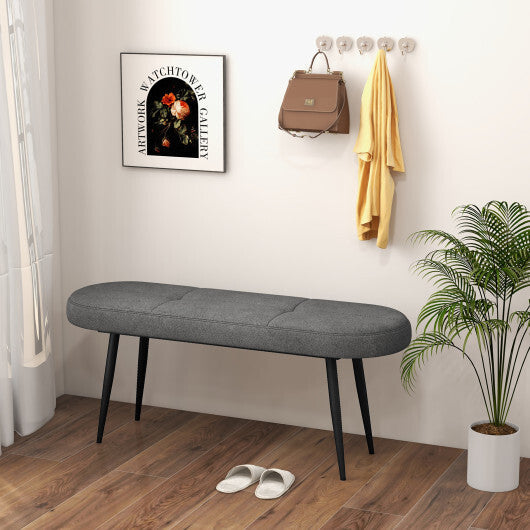 47 Inch Upholstered Entryway Bench with Heavy-duty Metal Frame-Gray W2B