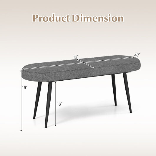 47 Inch Upholstered Entryway Bench with Heavy-duty Metal Frame-Gray W2B