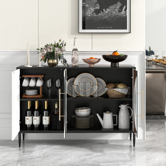 Sideboard Cabinet with Tempered Glass Door for Living Room Dining Room Kitchen-White W2B