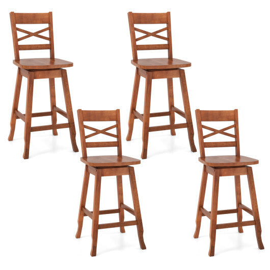 Swivel 24-Inch Counter Height Stool Set of 2 with Inclined Backrest-Cream