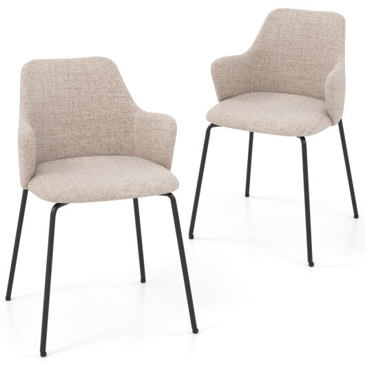 Dining Chairs Set of 2 with Curved Backrest  Wide Seat and Armrests-Gray