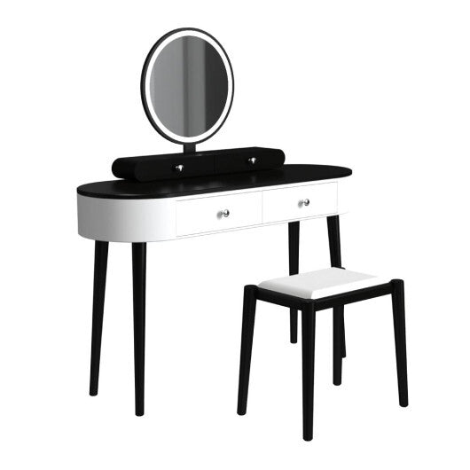 Makeup Vanity Table Set with LED Mirror and 3 Spacious Drawers-White and Black