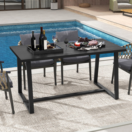 Large Dining Table with Heavy-duty Metal Frame and Anti-slip Foot Pads-Black