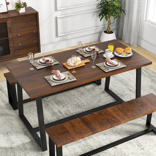 Large Dining Table with Heavy-duty Metal Frame and Anti-slip Foot Pads-Black
