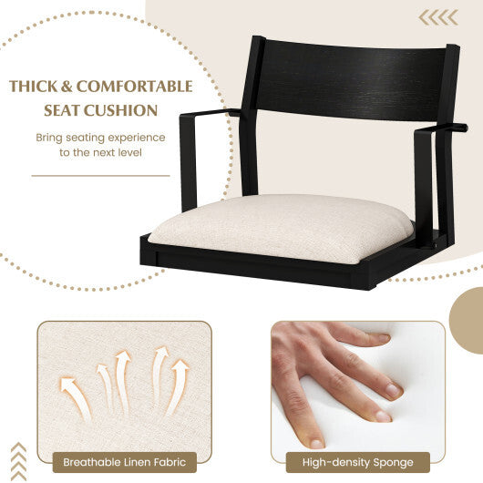 Dining Chair with Contoured Backrest and Padded Seat Set of 2-Beige