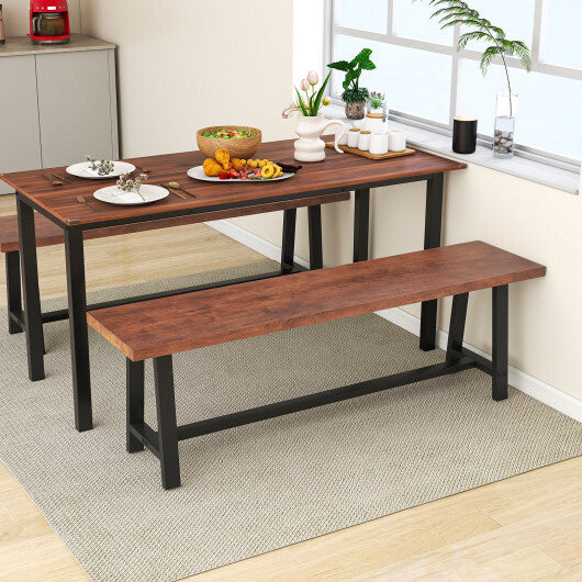 60 Inch Dining Bench 3 Person Entryway Shoe Bench with Metal Frame-60 inches W2B