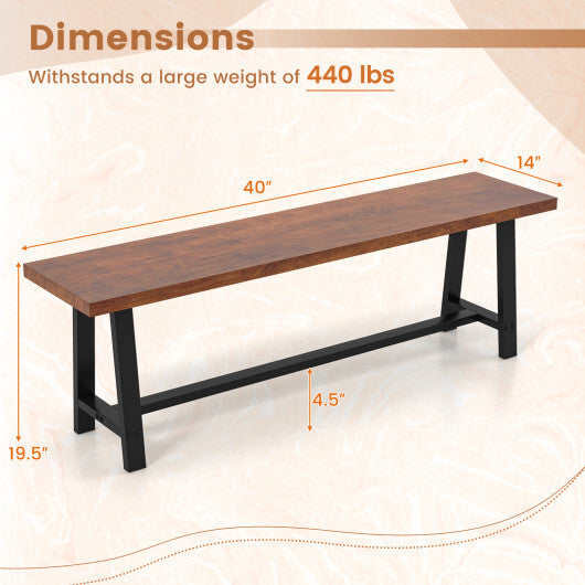 60 Inch Dining Bench 3 Person Entryway Shoe Bench with Metal Frame-60 inches W2B