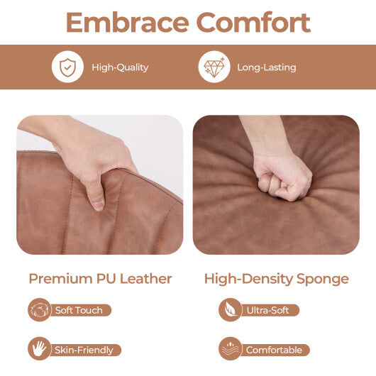 27 Inch Swivel Bar Stool Set of 2 Counter Height Chair with Padded Seat-Black and Brown