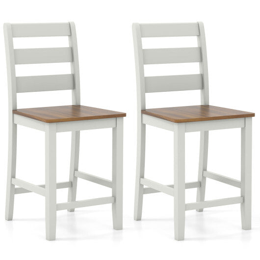 Set of 2 Counter Bar Stool with Inclined Backrest and Footrest-Gray W2B