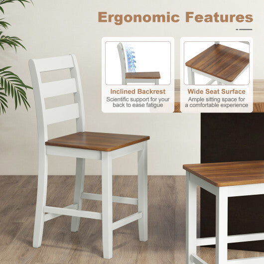 Set of 2 Counter Bar Stool with Inclined Backrest and Footrest-Gray W2B