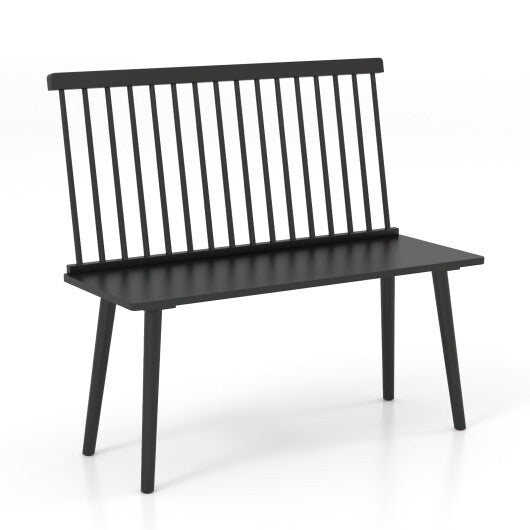 Entryway Bench for 2 with Spindle Back for Kitchen Dining Room Hallway-Black W2B