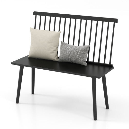 Entryway Bench for 2 with Spindle Back for Kitchen Dining Room Hallway-Black W2B