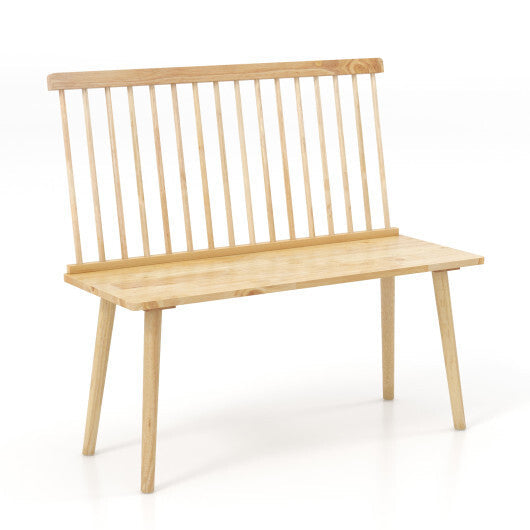 Entryway Bench for 2 with Spindle Back for Kitchen Dining Room Hallway-Black W2B