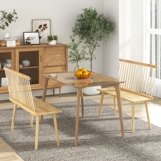 Entryway Bench for 2 with Spindle Back for Kitchen Dining Room Hallway-Black W2B