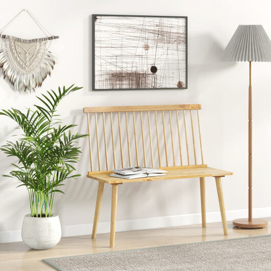 Entryway Bench for 2 with Spindle Back for Kitchen Dining Room Hallway-Black W2B