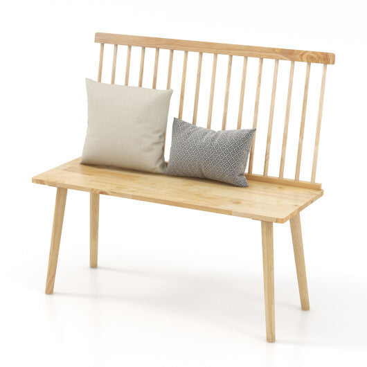 Entryway Bench for 2 with Spindle Back for Kitchen Dining Room Hallway-Black W2B