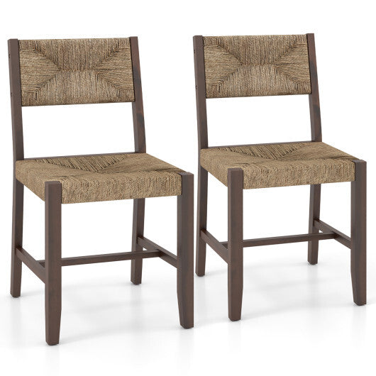 Wooden Dining Chair Set of 2 for Kitchen Dining Room-Brown