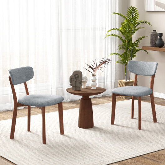 Dining Chairs Set of 2 Upholstered Mid-Back Chairs with Solid Rubber Wood Frame-Beige W2B