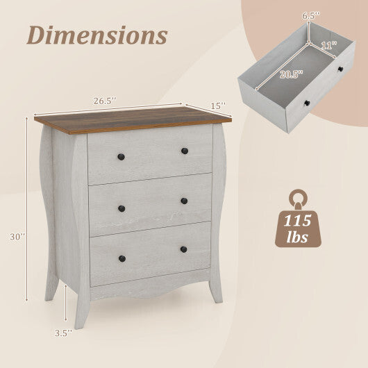 Dresser for Bedroom with 3 Folding Fabric Drawers and Anti-tipping Kit-Brown