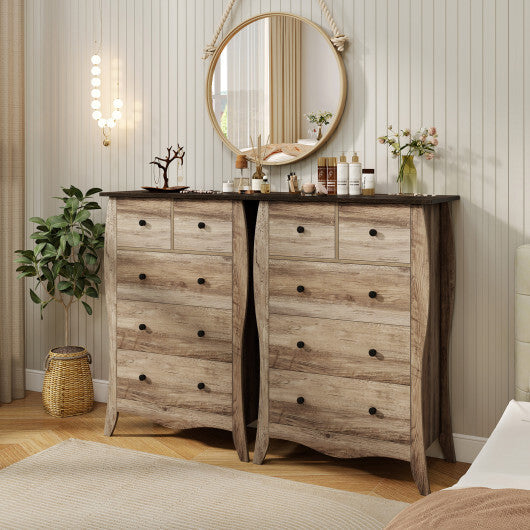 Closet Storage Organizer with 5 Folding Fabric Drawers and Anti-tipping Kit-Gray