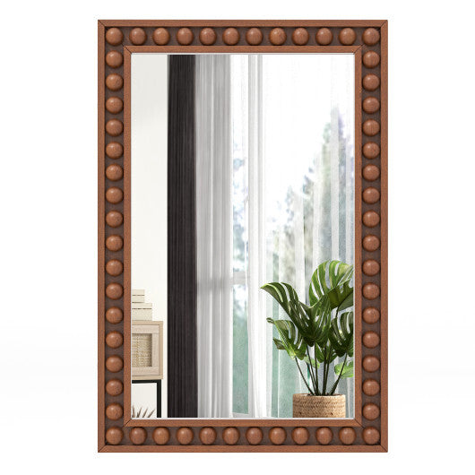 24 x 36 Inches Rustic Wall Mirror with Solid Wood Frame for Living Room  Bedroom-Brown W2B