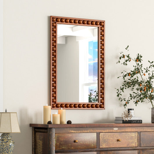 24 x 36 Inches Rustic Wall Mirror with Solid Wood Frame for Living Room  Bedroom-Brown W2B