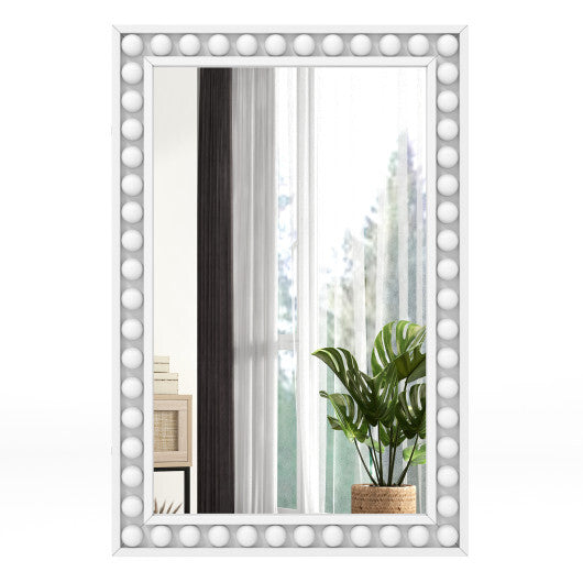 24 x 36 Inches Rustic Wall Mirror with Solid Wood Frame for Living Room  Bedroom-Brown W2B