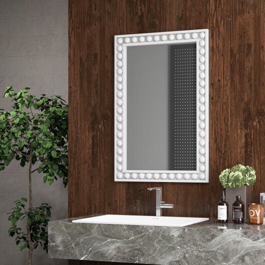 24 x 36 Inches Rustic Wall Mirror with Solid Wood Frame for Living Room  Bedroom-Brown W2B
