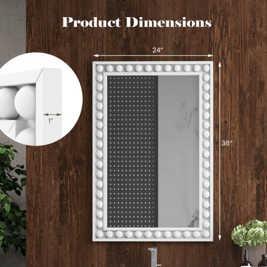 24 x 36 Inches Rustic Wall Mirror with Solid Wood Frame for Living Room  Bedroom-Brown W2B