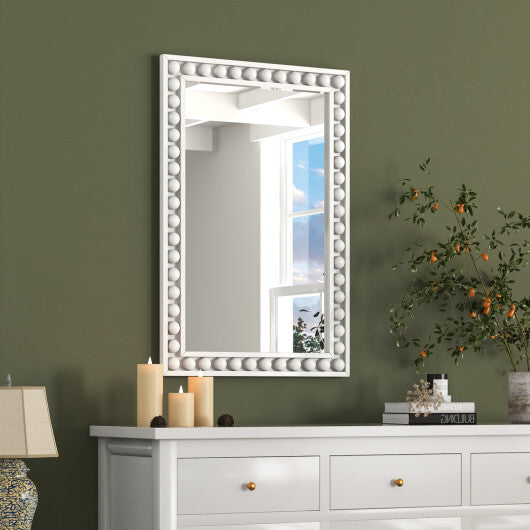 24 x 36 Inches Rustic Wall Mirror with Solid Wood Frame for Living Room  Bedroom-Brown W2B