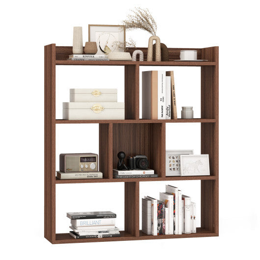 7 Cubes Open-back Bookshelf with Anti-Toppling Devices-White W2B