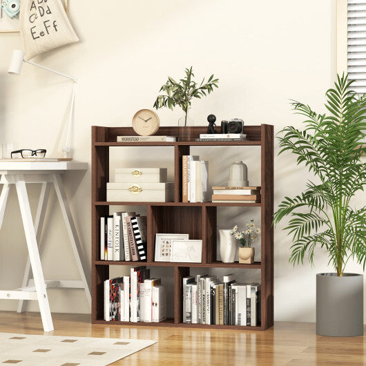 7 Cubes Open-back Bookshelf with Anti-Toppling Devices-White W2B
