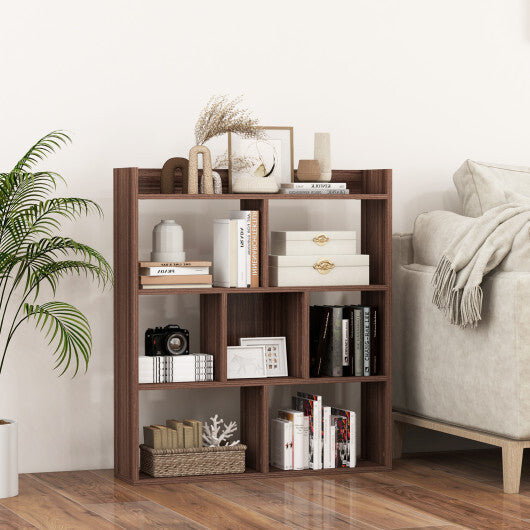 7 Cubes Open-back Bookshelf with Anti-Toppling Devices-White W2B
