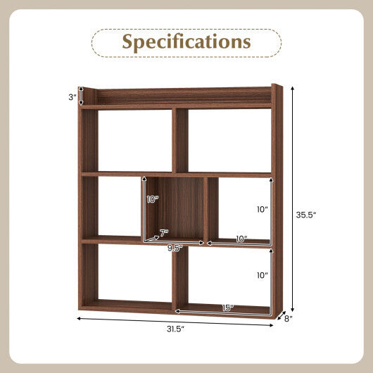 7 Cubes Open-back Bookshelf with Anti-Toppling Devices-White W2B