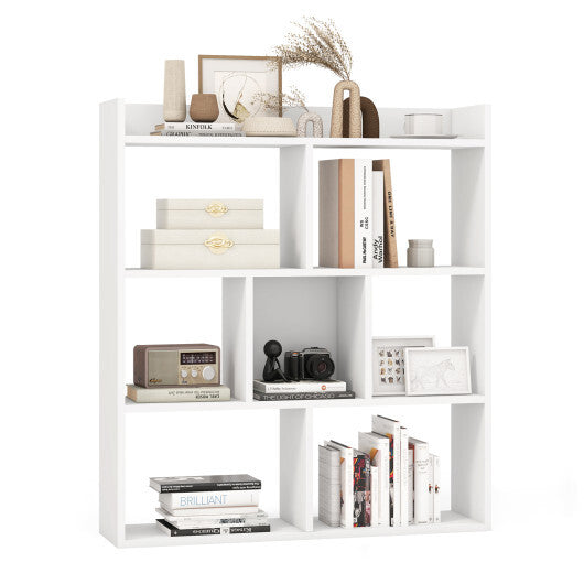 7 Cubes Open-back Bookshelf with Anti-Toppling Devices-White W2B