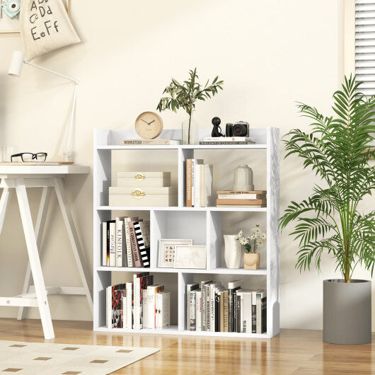 7 Cubes Open-back Bookshelf with Anti-Toppling Devices-White W2B