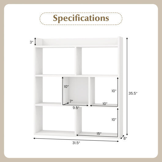 7 Cubes Open-back Bookshelf with Anti-Toppling Devices-White W2B
