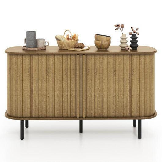 47 Inch Sideboard Buffet Cabinet with Adjustable Shelves for Kitchen Dining Room Living Room Entryway-Oak